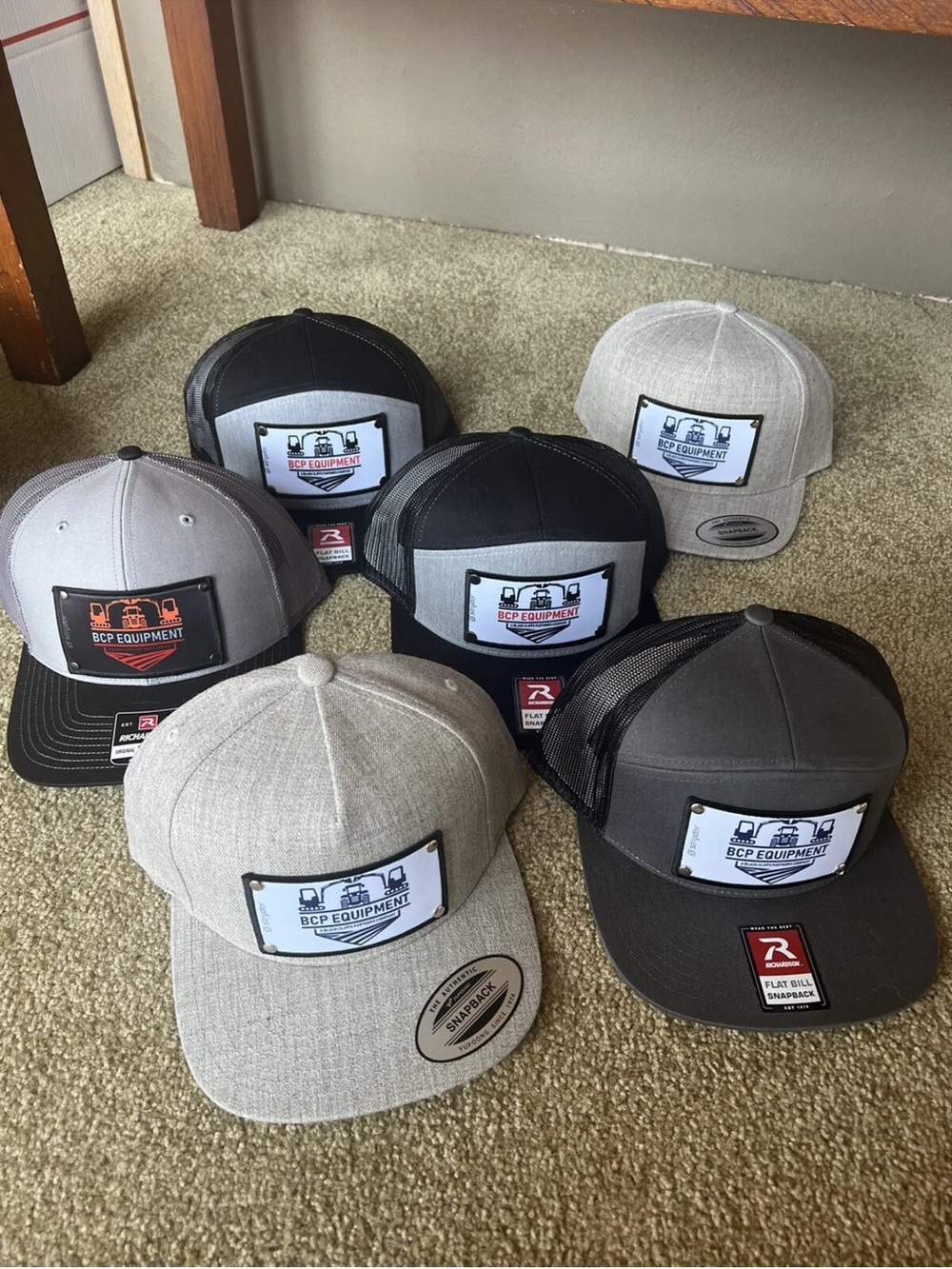 BCP Equipment Flat Bill Snapback Hats - Gray & Black
